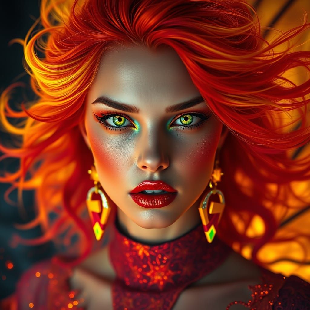 Vibrant Red Fairy in Fiery Glory