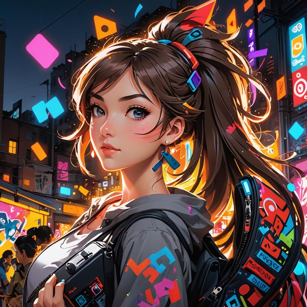 Nintendo Switch Girl in Graffiti Street Art