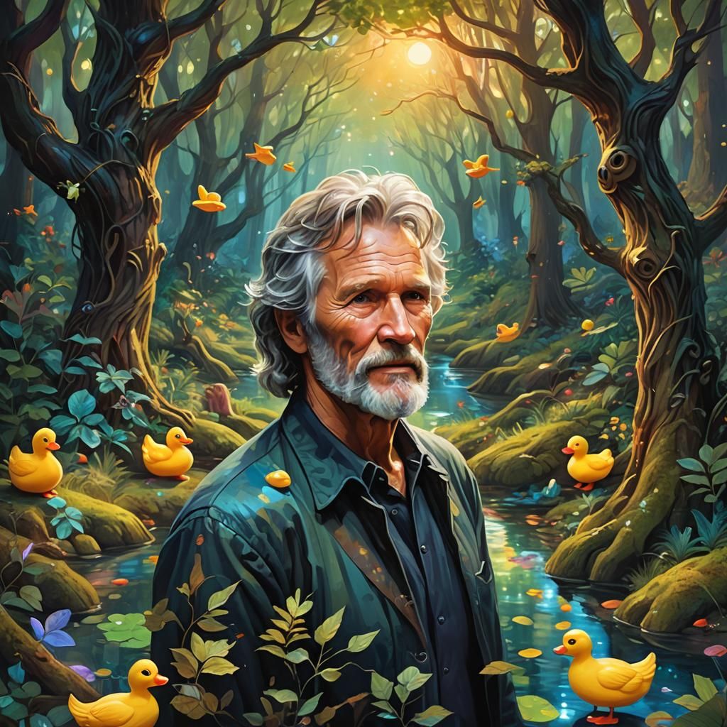 Kris Kristofferson in Dreamlike Forest with Rubber Duck