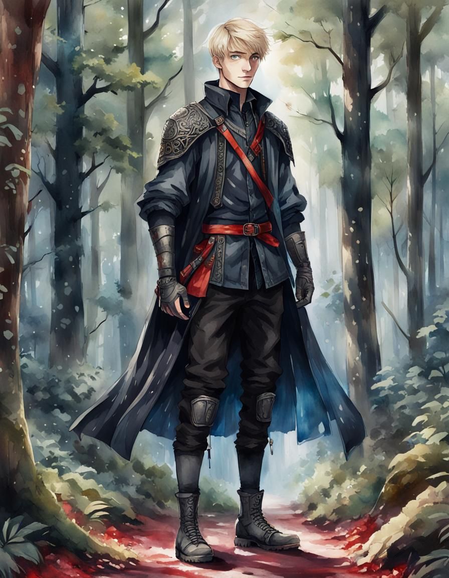 Fantasy Portrait of Blond Boy in Magical Forest