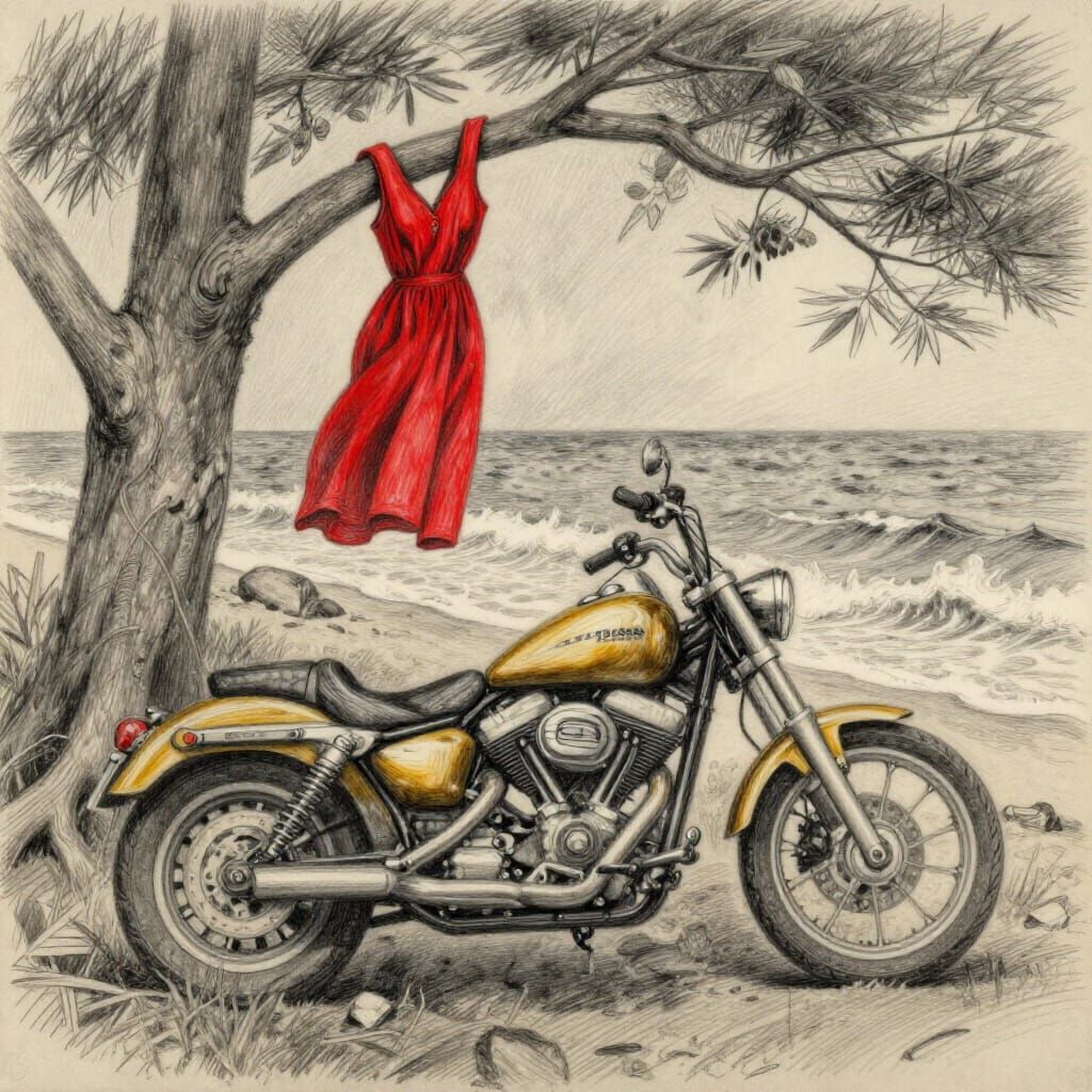 Golden Harley Crashes Into Tree By Sea