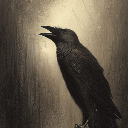 Crow Trapped in Bottle: Macabre Horror Art