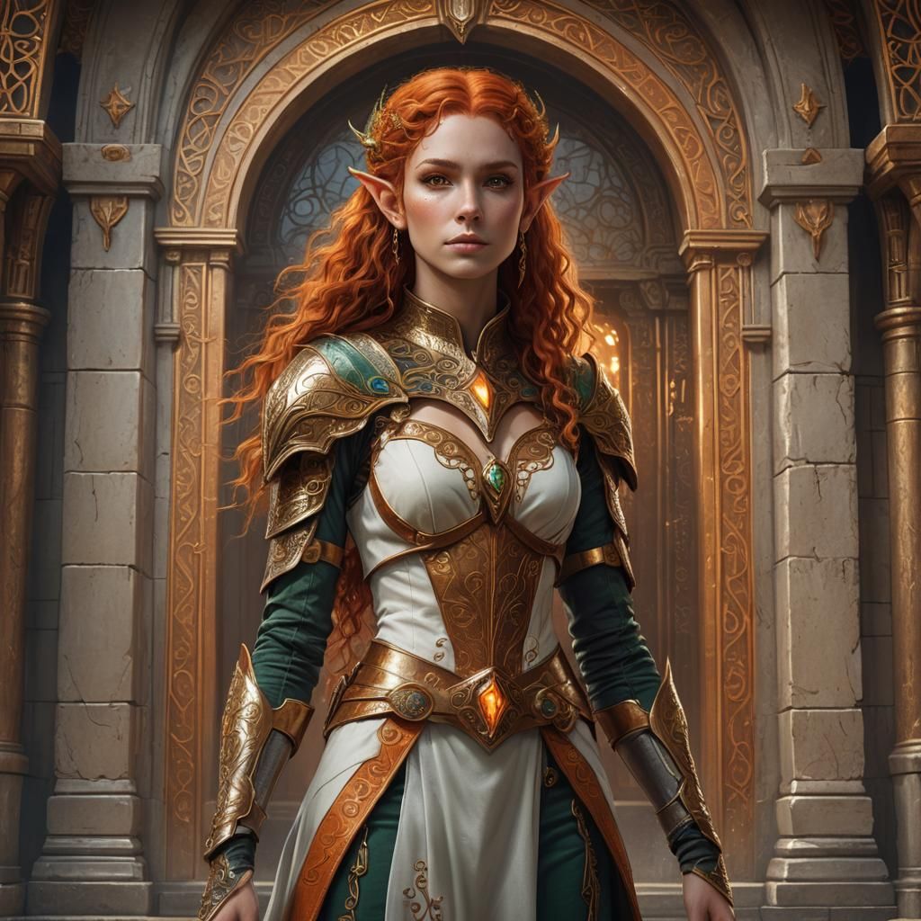 Beautiful Cybernetic Elf Royalty in Elegant Palace