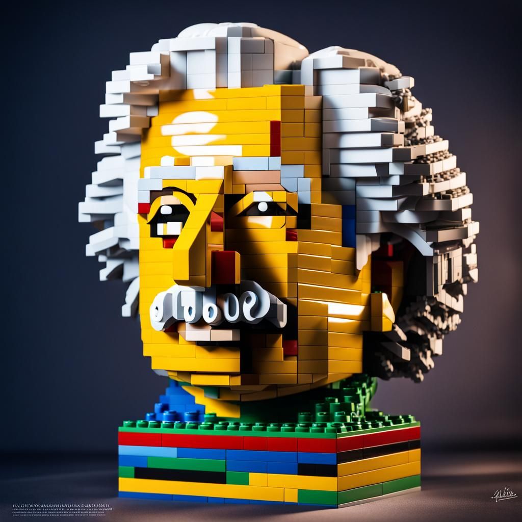Albert Einstein bust made of Lego