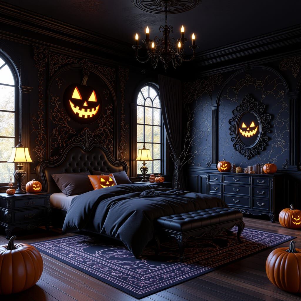 Modern Halloween Bedroom: Fantastical Matte Painting
