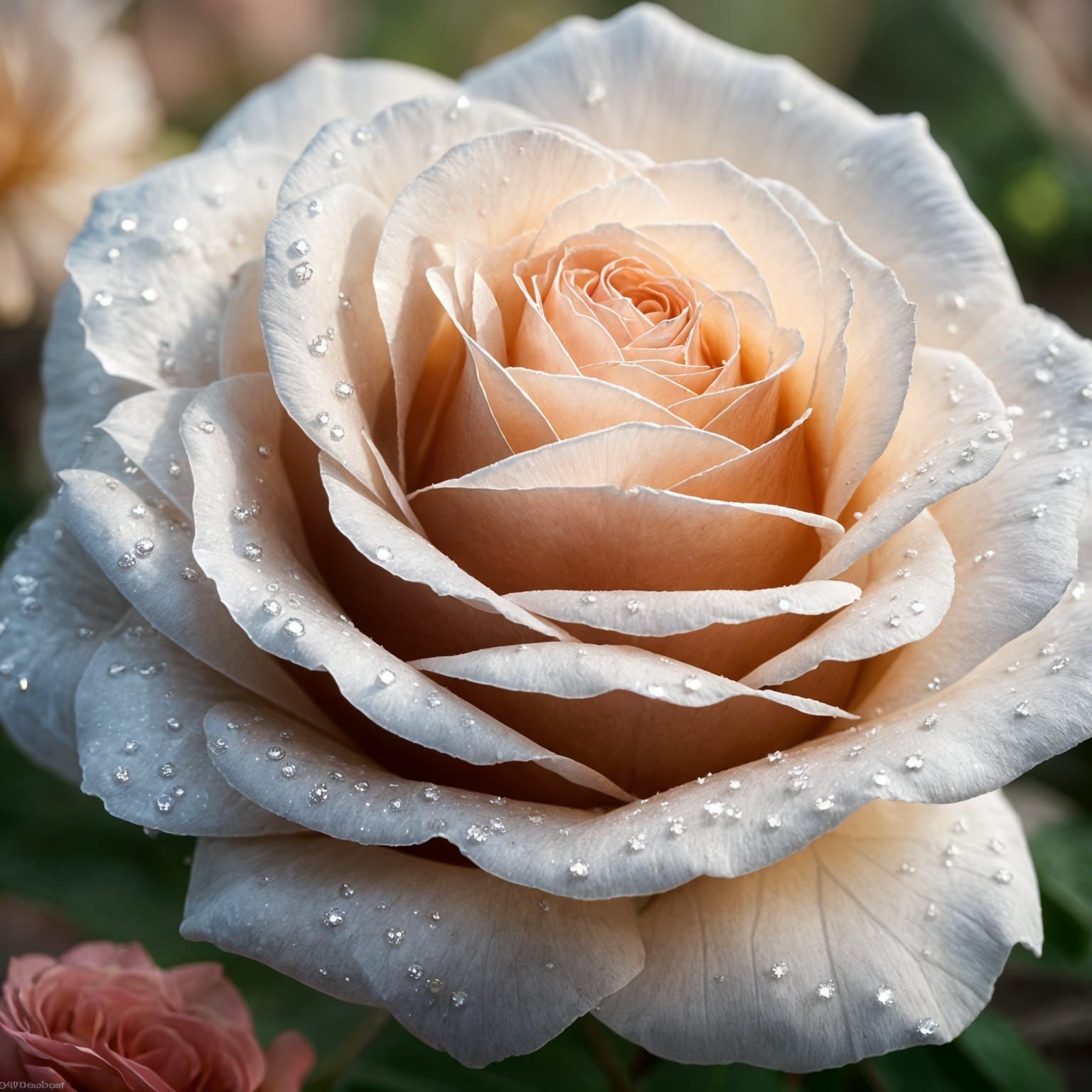 Spider Silk Rose with Dew Drops in Morning Light