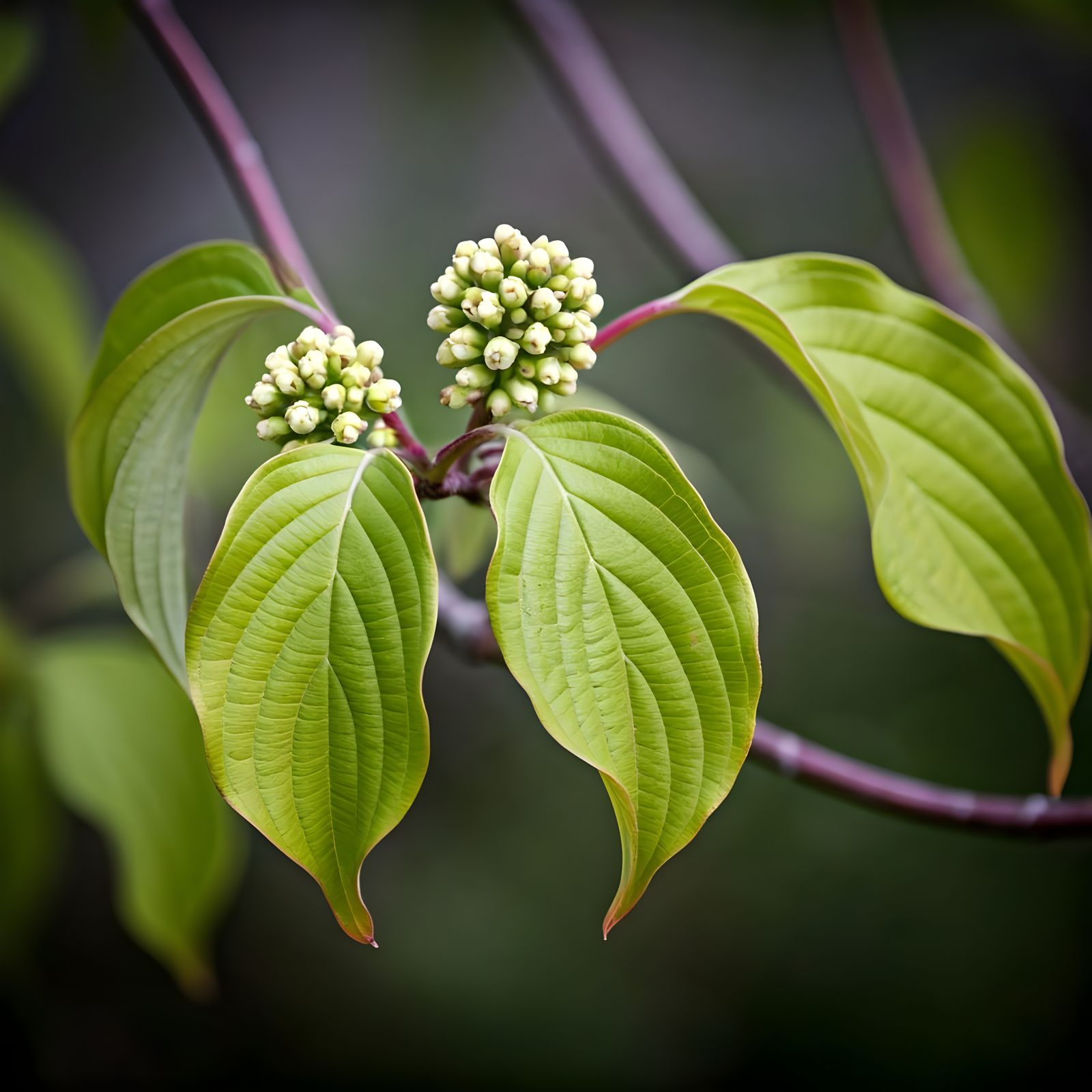 Vibrant Red Twig Dogwood in Botanical Style