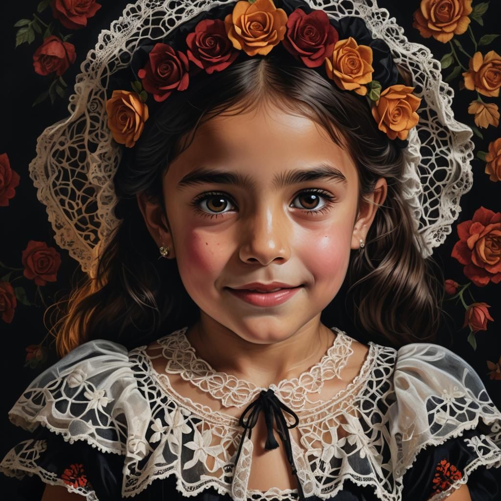 Hyper-Realistic Portrait of Spanish Girl in Catrina Costume