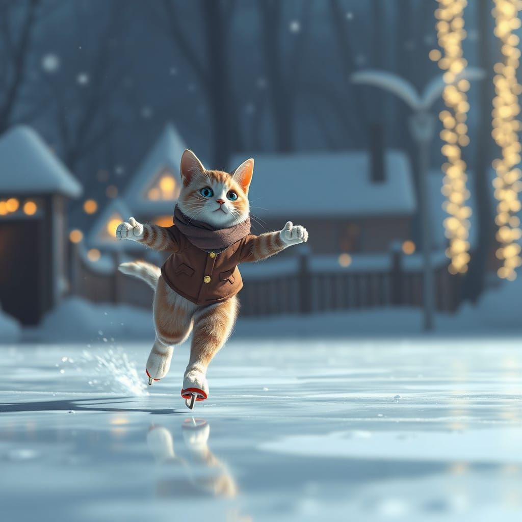 Ethereal Feline Glides Across Icy Landscape