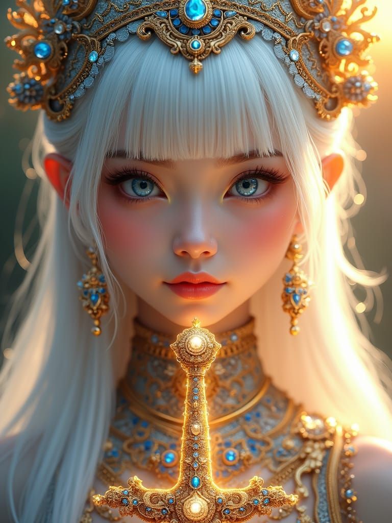 Glowing Hmong Goddess in Ornate Attire