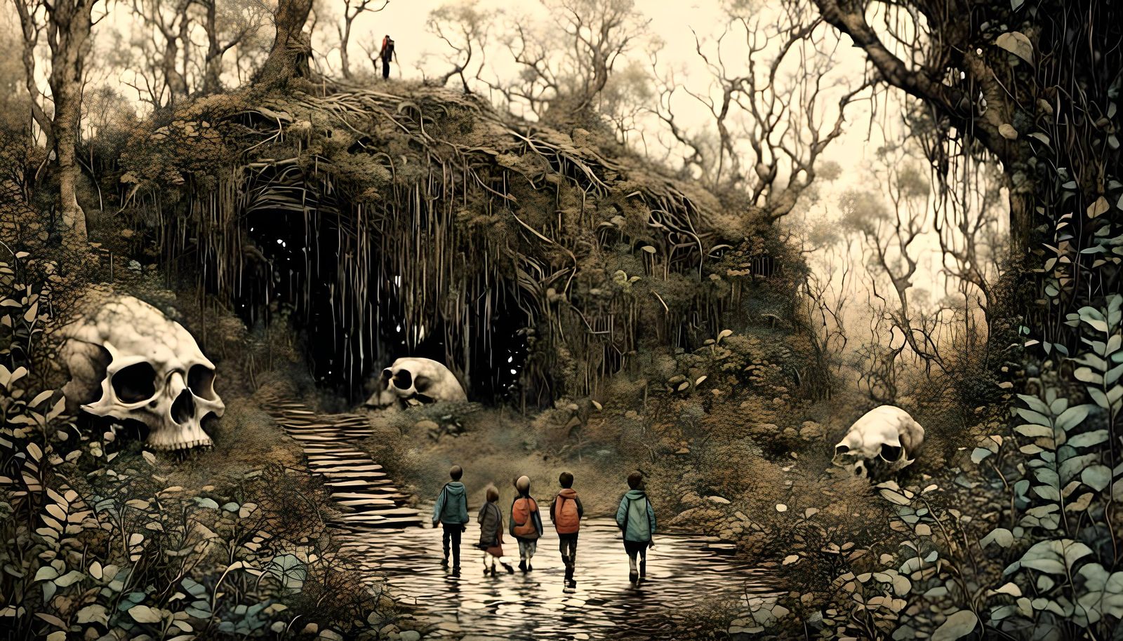 Jungle Hideout Entrance Through Whale Skeleton: Splash Art