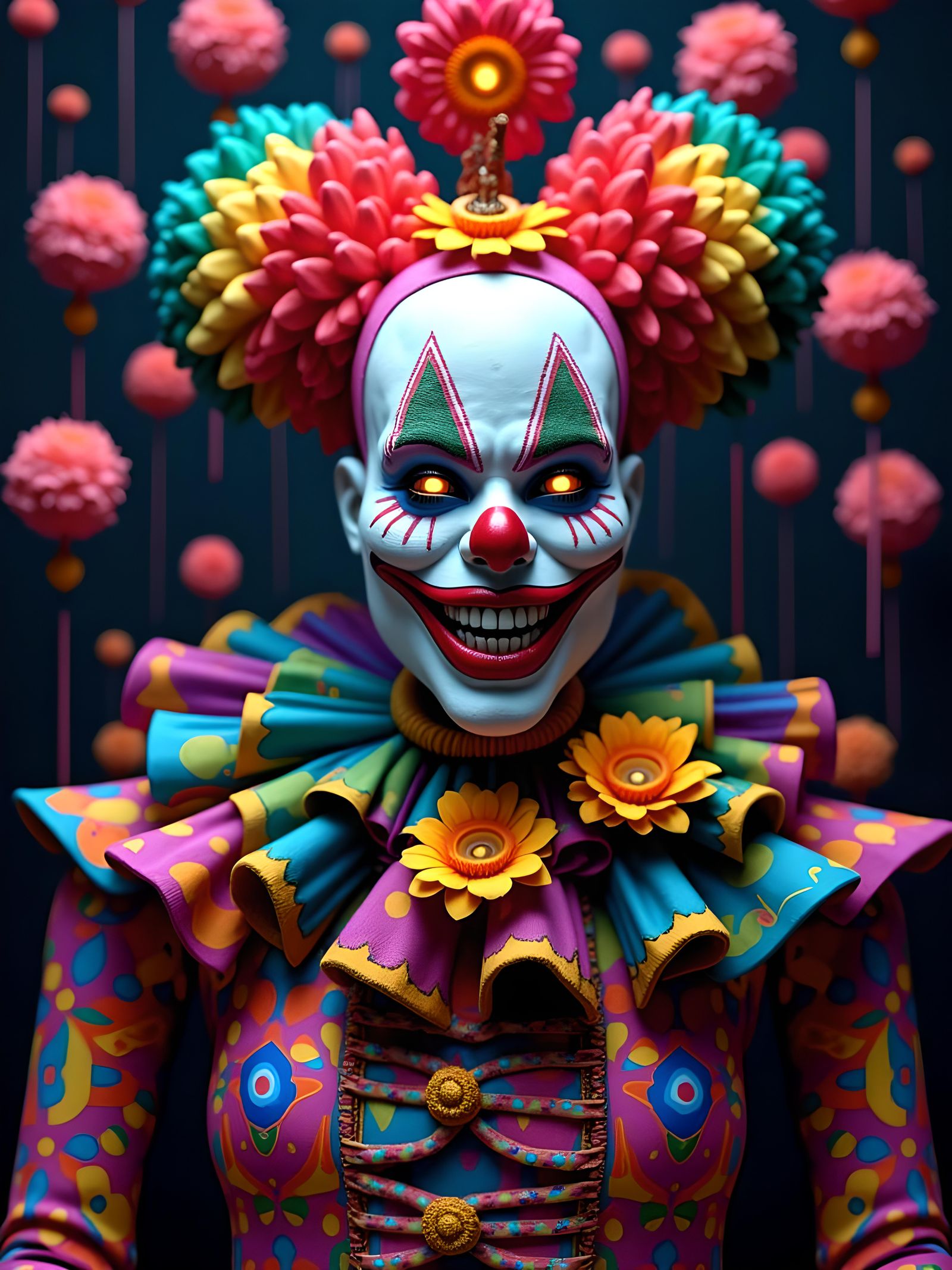 Rainbow Clown Robot with Glowing Eyes