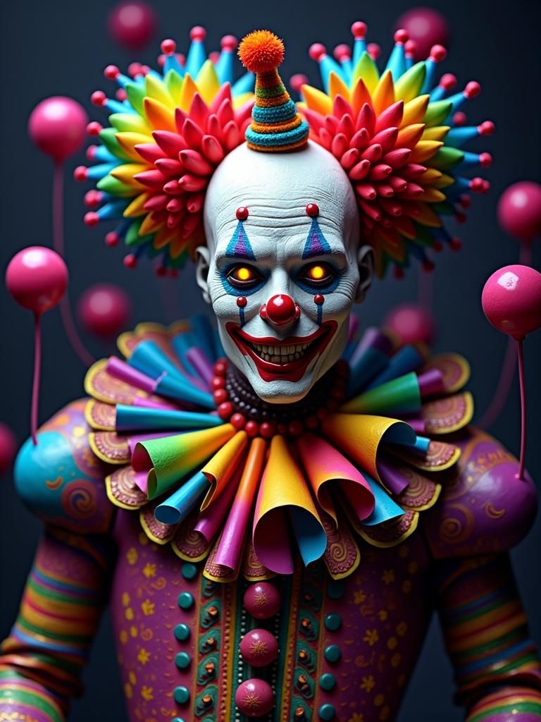 Psychedelic Robot Clown in Hyperreal Style