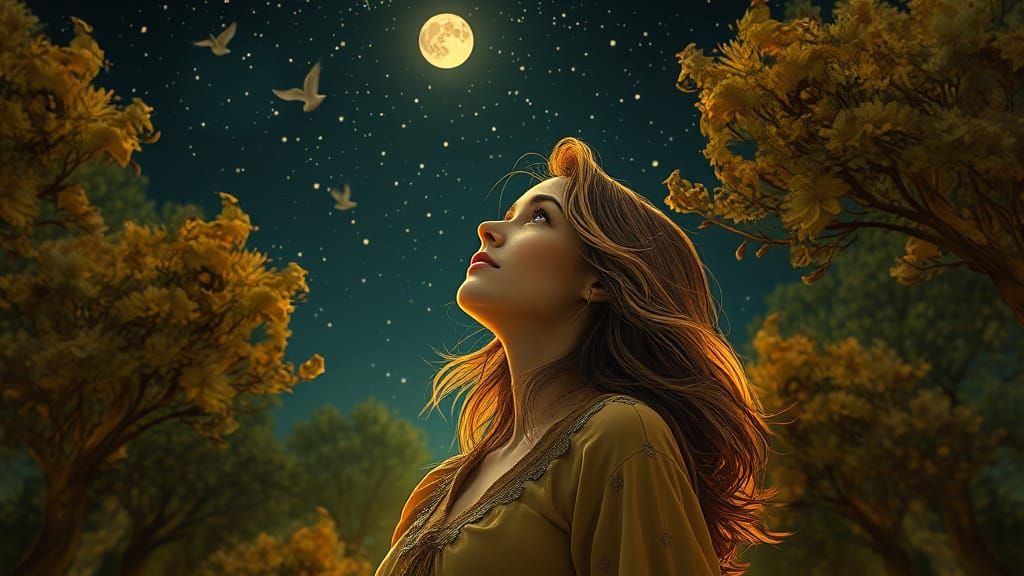 A Dreamy Summer Night Scene Under the Stars