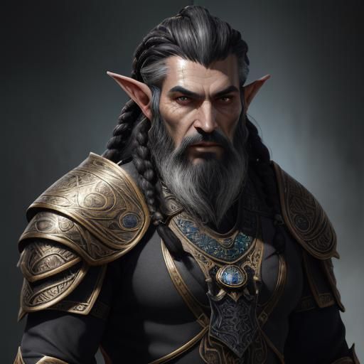 Dwemer Elf with Braided Beard, Detailed Matte Painting