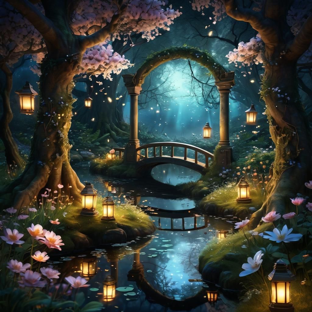 Enchanted Woodland Realm in Vibrant Hyperrealism