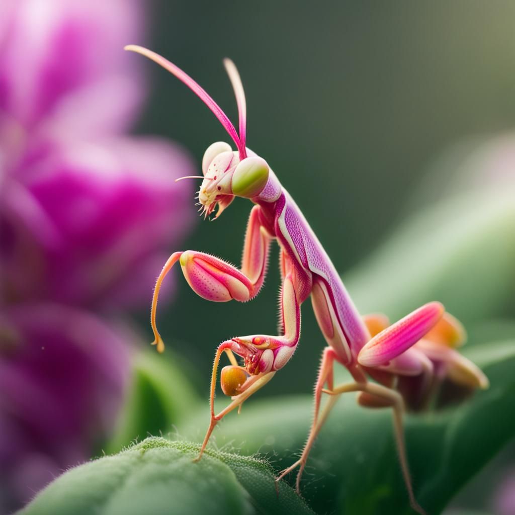 Orchid Mantis on Cannabis Flower Macro Photo