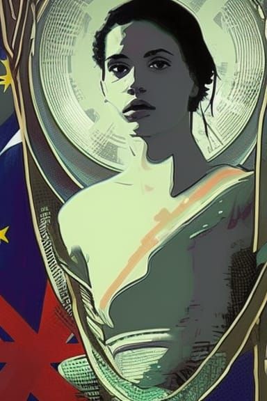 UK Revolution: Peaceful Poster Girl in Art Nouveau Style
