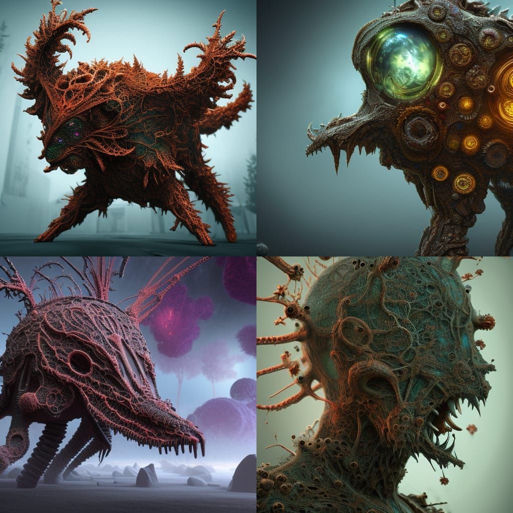 Sinister Anthropomorphic Figure in Fractal Dust