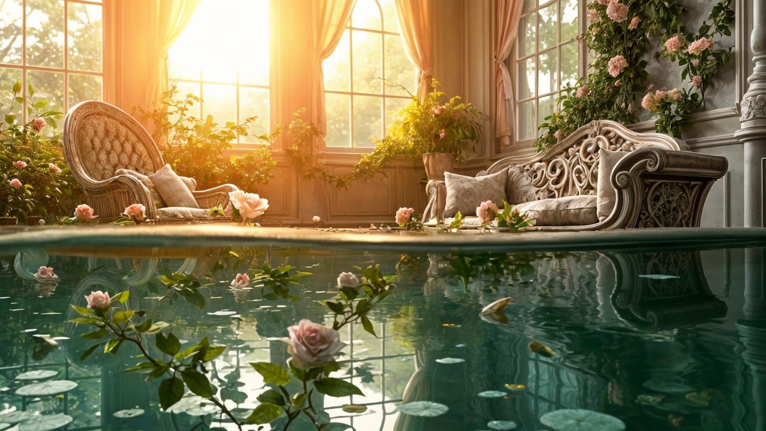 Romantic Victorian Oasis in Soft Pastel Bloom