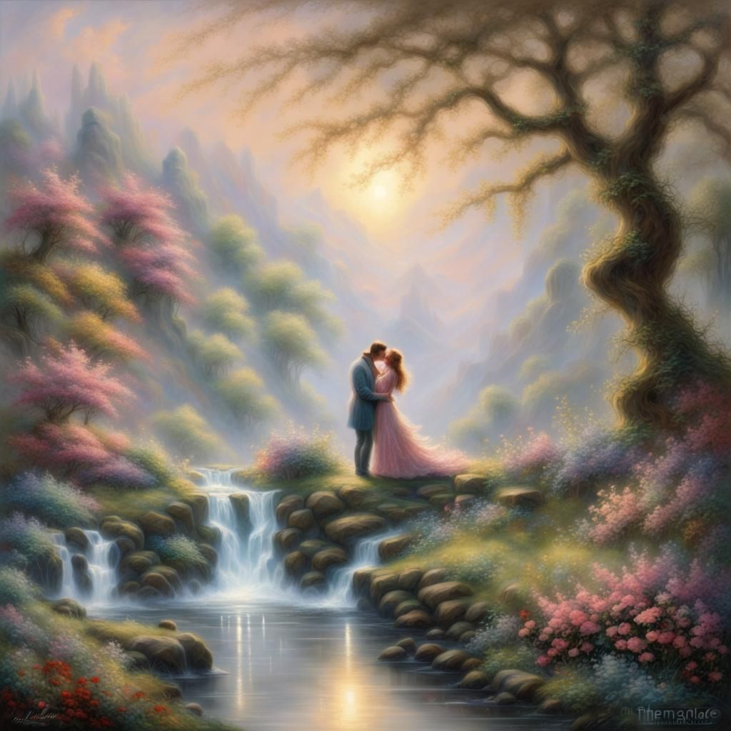 Ethereal Kiss: A Hyperdetailed Fantasy Scene
