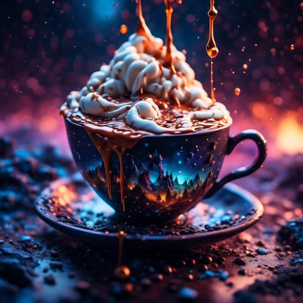 Coffee and Cream Splash: Detailed Fantasy Concept Art