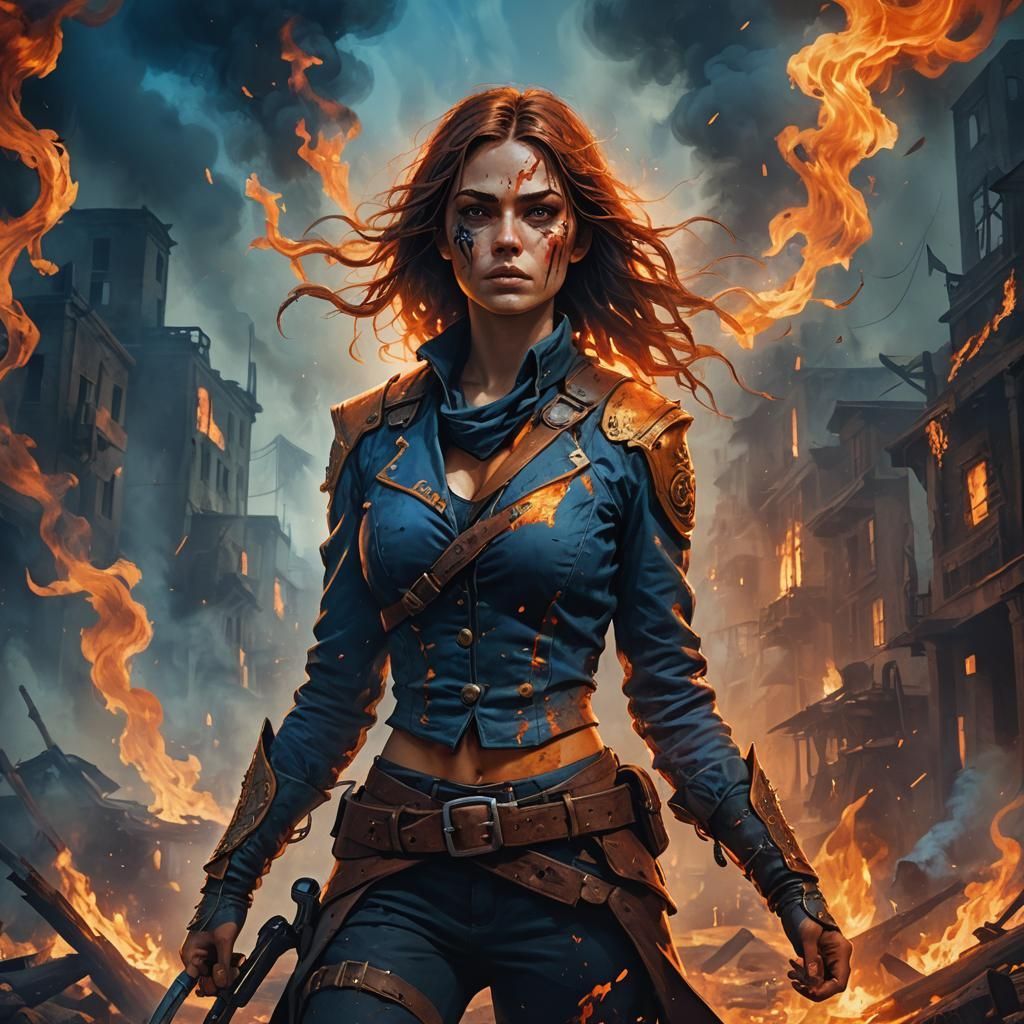 Fiery Outlaw: Surreal Fantasy Concept Art