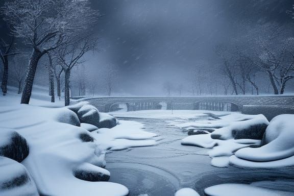 Monk Meditating in Winter Landscape: Digital Matte Painting