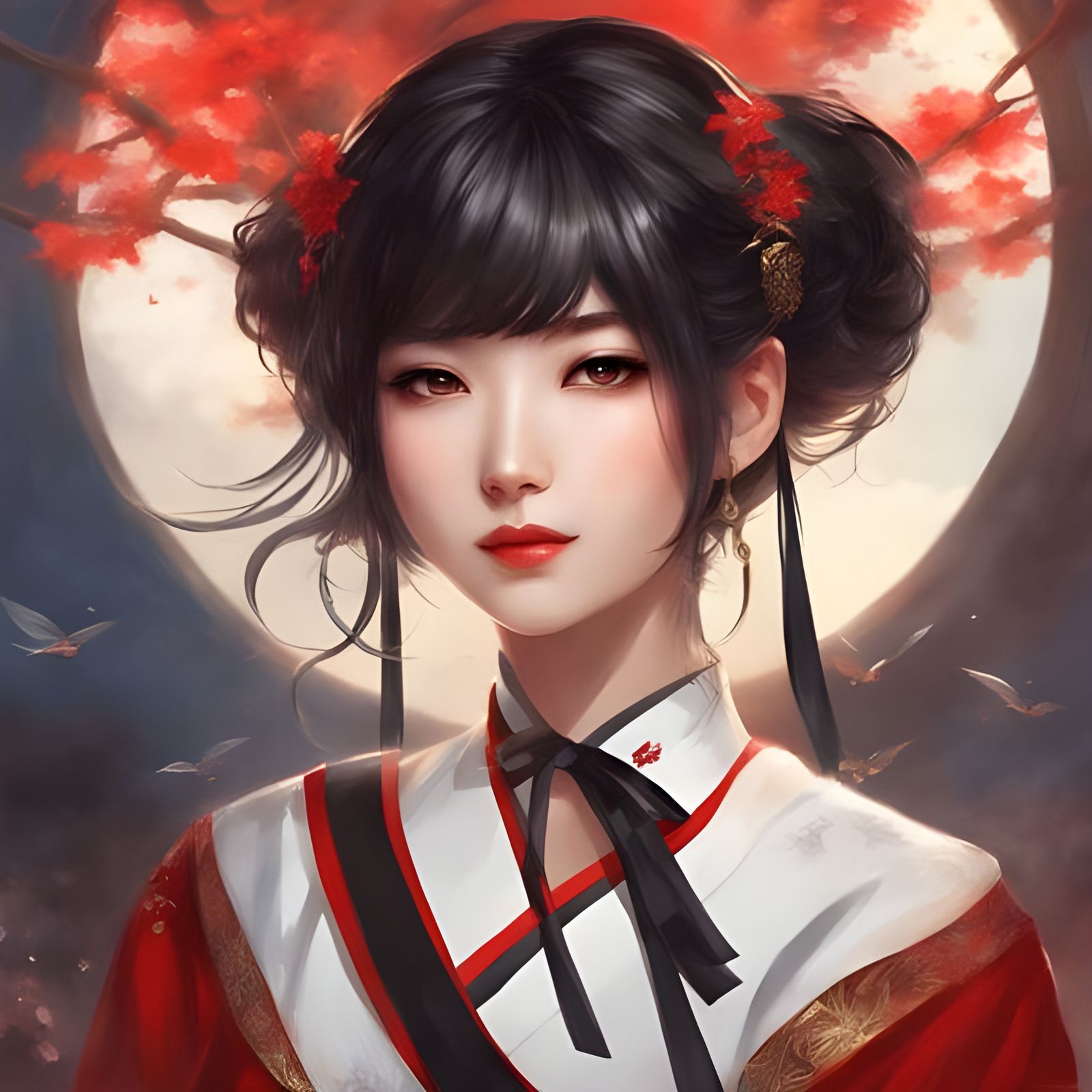 Renaissance-Style Japanese Schoolgirl Portrait