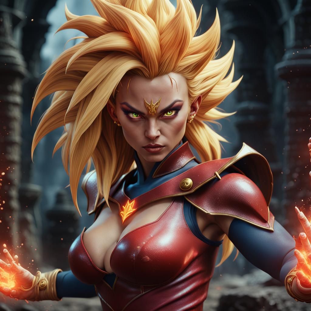 Detailed Female Super Saiyan She-Devil Concept Art