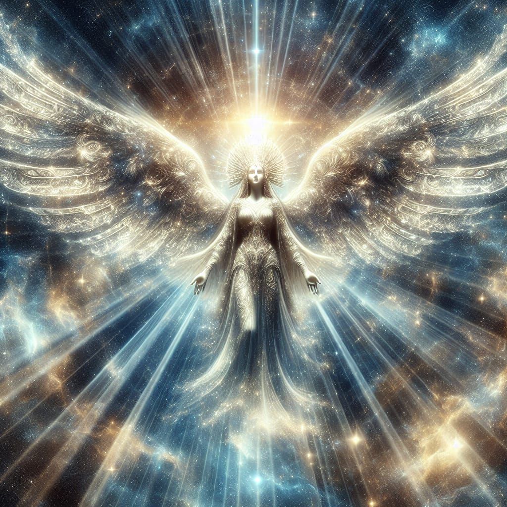 Celestial Goddess of Unity Radiates Cosmic Majesty