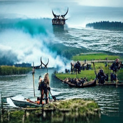 Vikings Landing on a Misty Shore