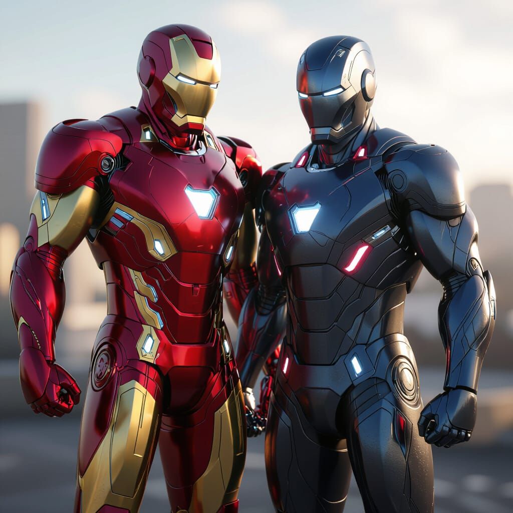Ironman and Iron Patriot Dynamic Heroic Pose
