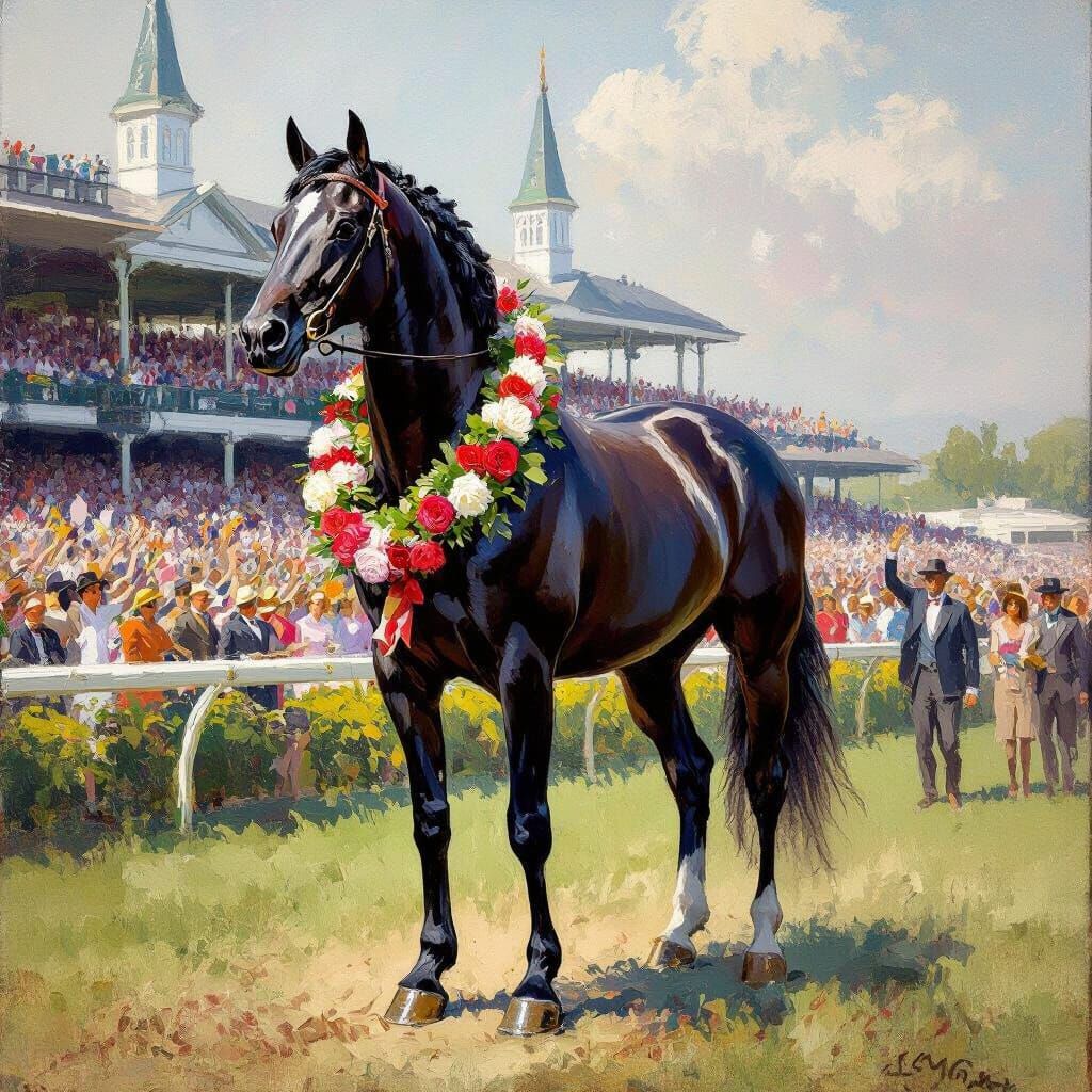 Black Horse Wins Kentucky Derby in Impressionist Style