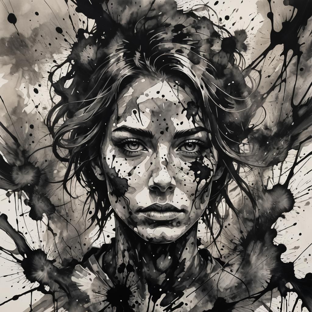 Ink splatter  Portrait art