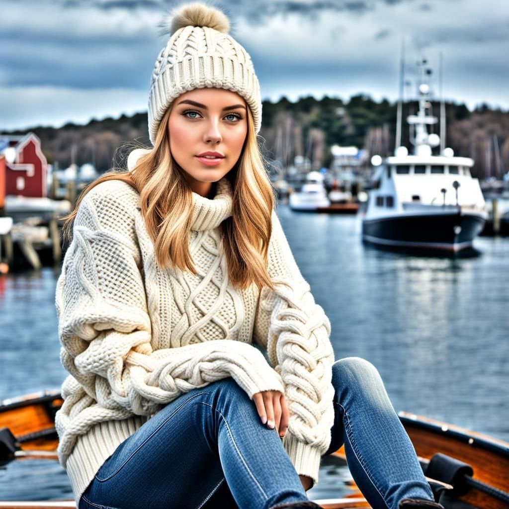 Young Woman in New England Aesthetic, Hyperrealistic Style