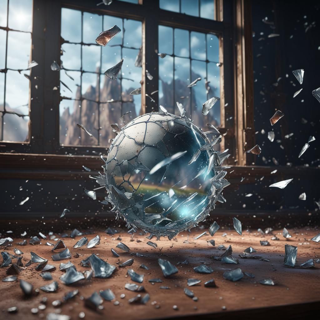 Baseball Shatters Window: Detailed Matte Painting