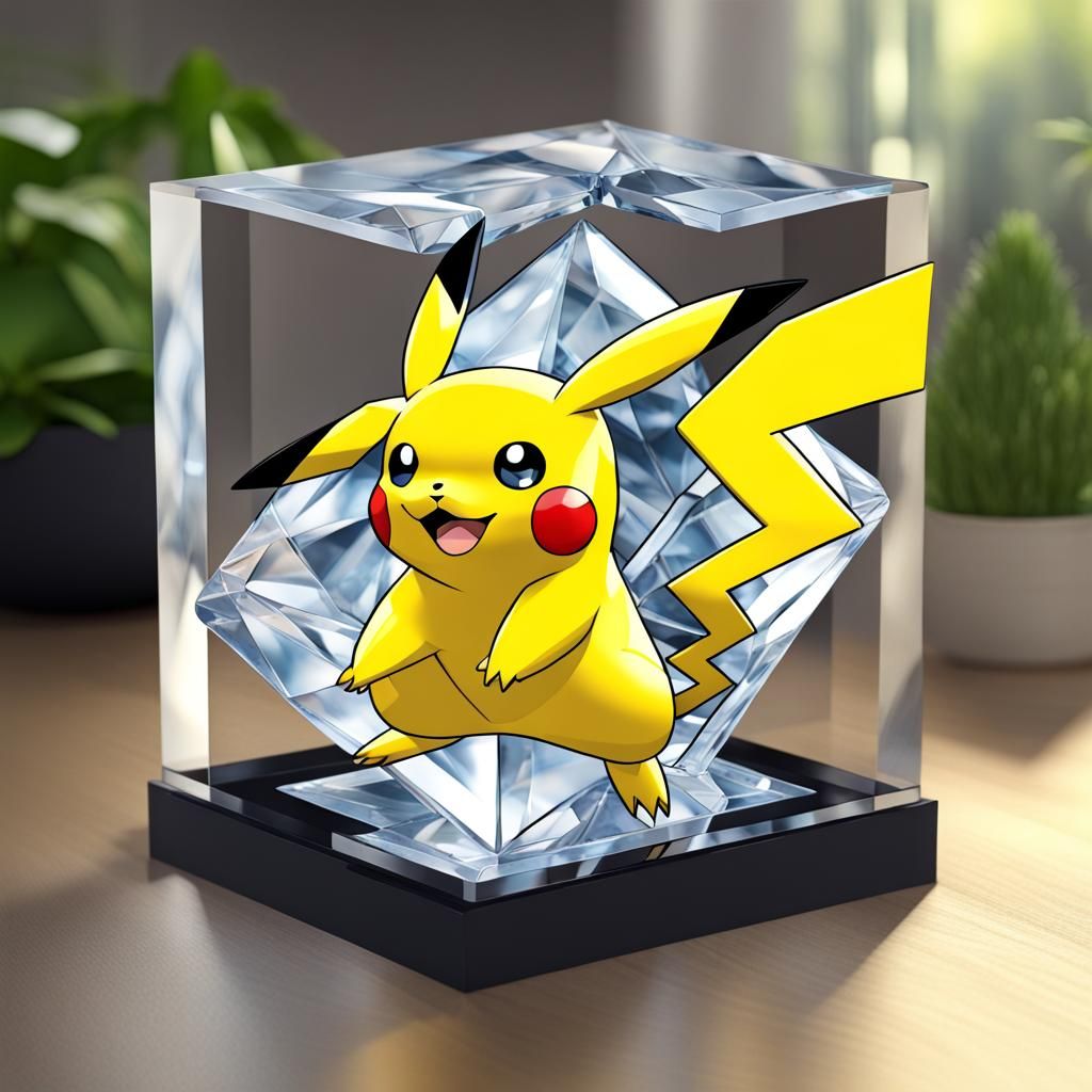 Crystal Pikachu 3D Rendered Digital Art