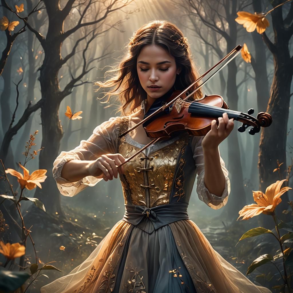Ethereal Violinist in Dreamy Digital Painting