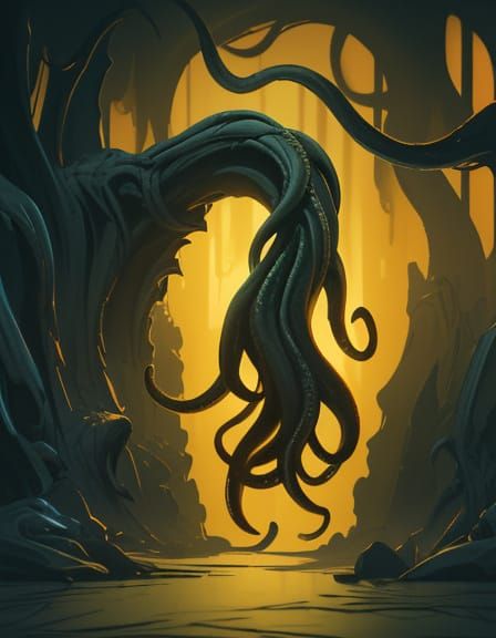 Severed Tentacle in Dark Fantasy Warehouse