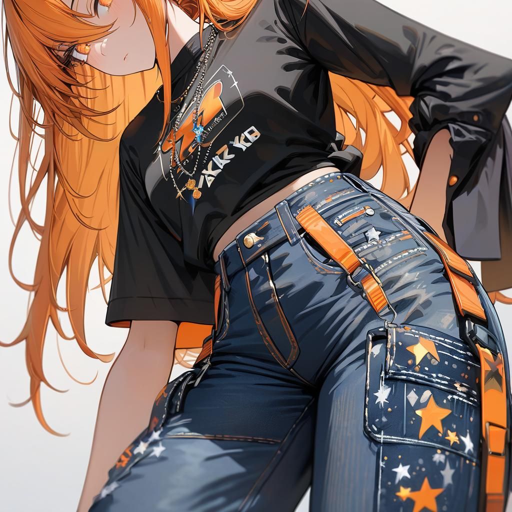 Girl with Orange Hair in Y2K Fashion