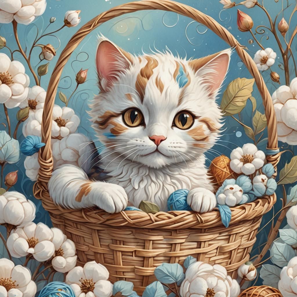 Cute Cat and Mouse Hug in Whimsical Art