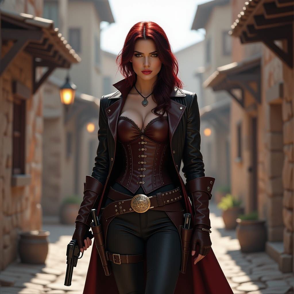 Gunslinger in Medieval Alley, Neo-Western Art