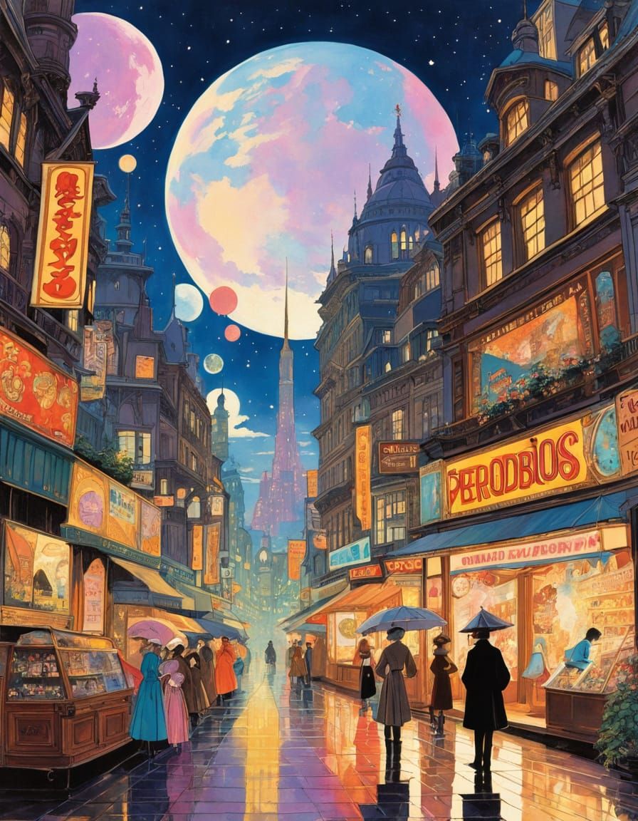 dystopian, pop art, contrasting colors