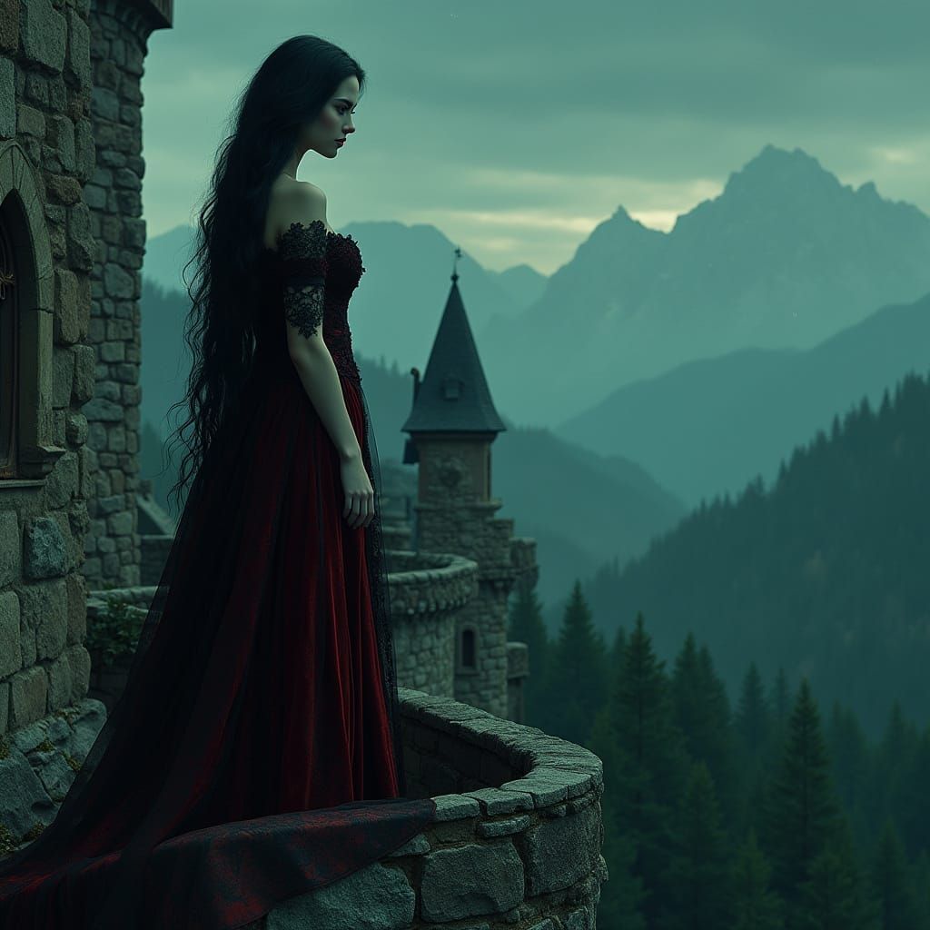 Gothic Vampire at Midnight Castle