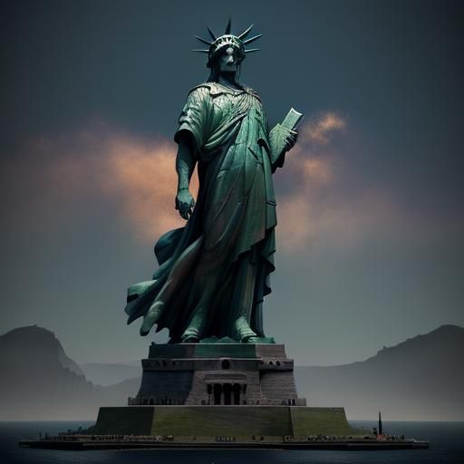 Statue of Liberty as Joker: Detailed Matte Painting