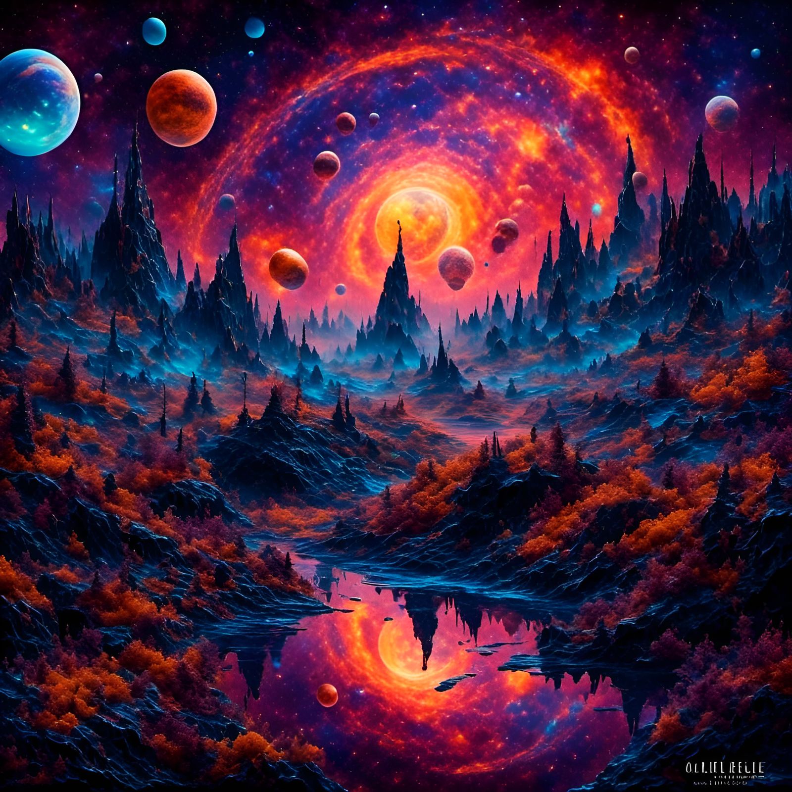 Cosmic Dreamscape: A Black Light Art Piece