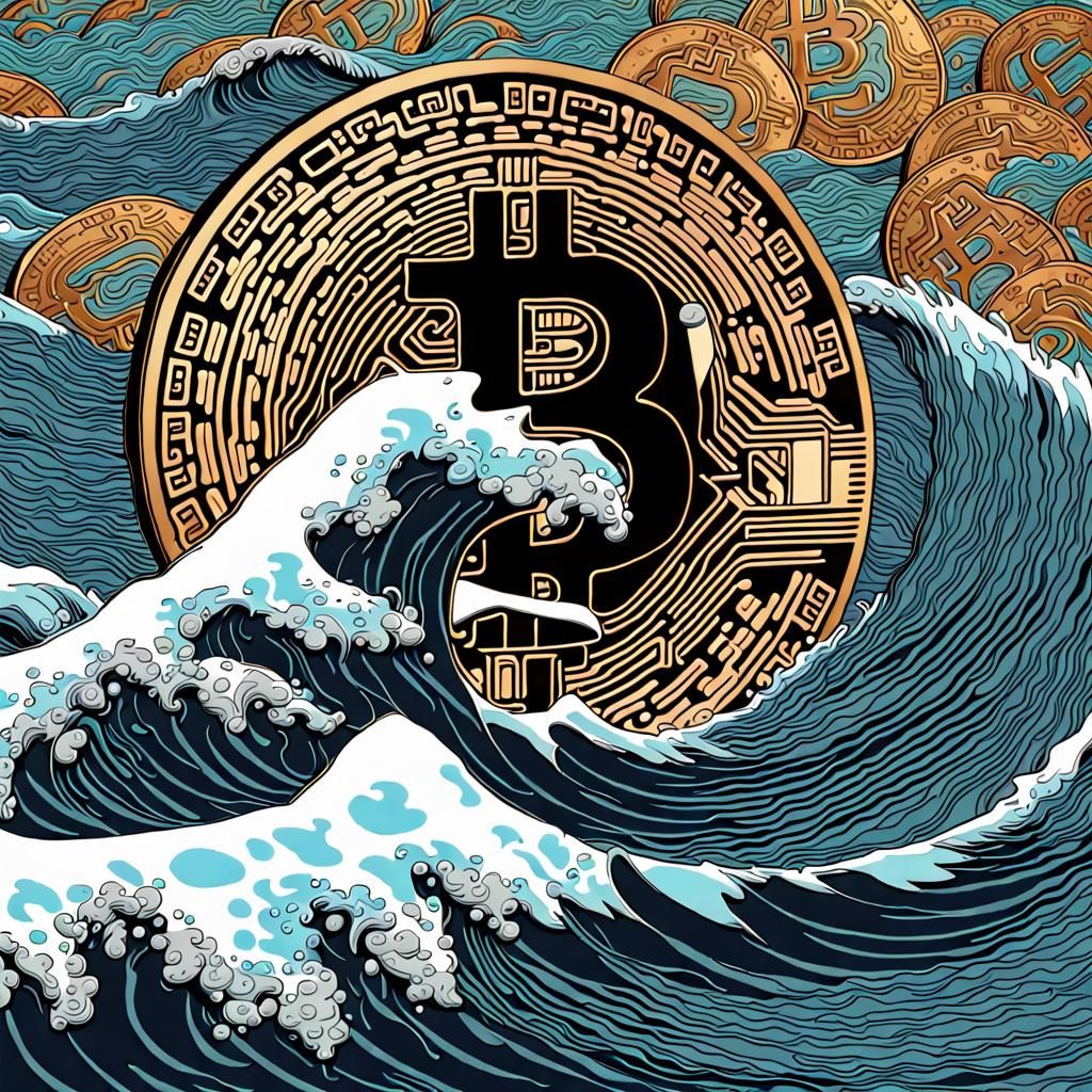 Bitcoins Ride a Cryptocurrency Wave: Digital Art