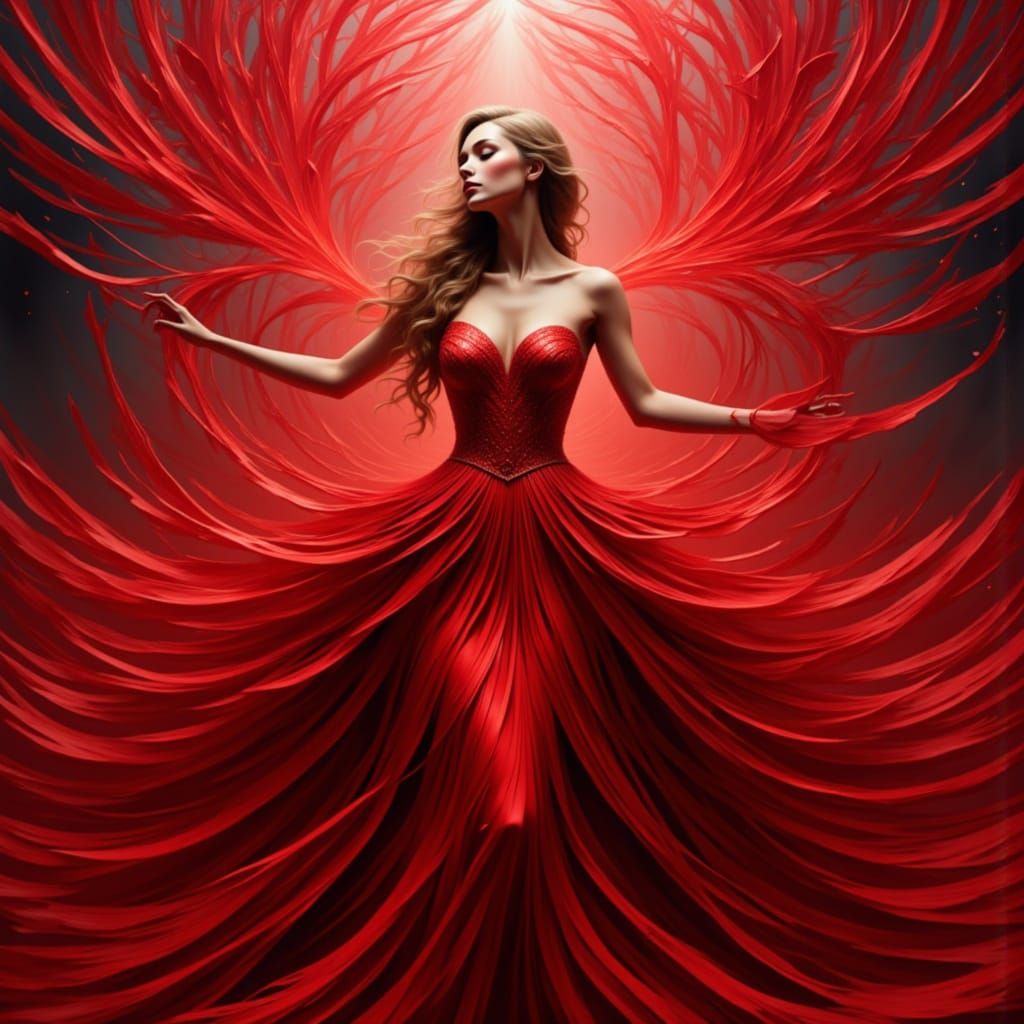 Red Sequin dress woman portrait