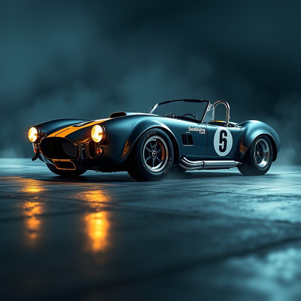 Hyperrealistic 1965 Shelby Daytona Cobra in Moody Atmosphere